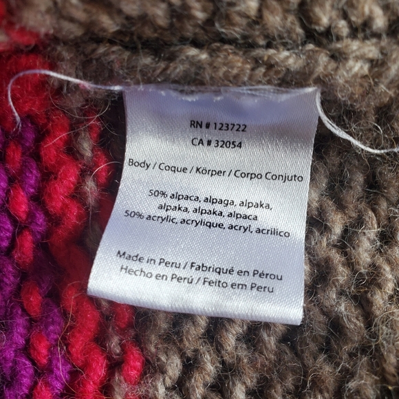 XíRENA Open Cardigan Brown Striped Alpaca Blend Preppy Grampacore Boho FLAW - Picture 6 of 10